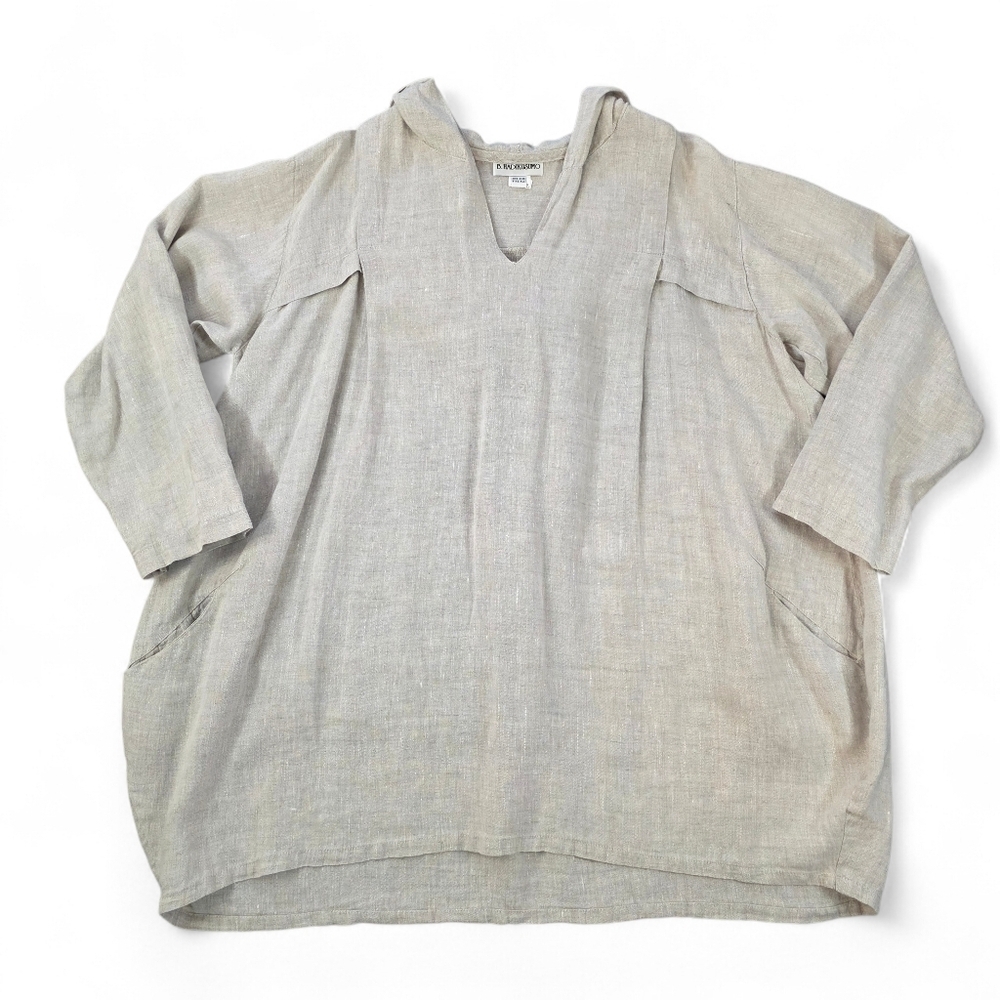 B. Hadikusumo Linen Hooded Tunic Top Oversized Boho One Size USA Lagenlook